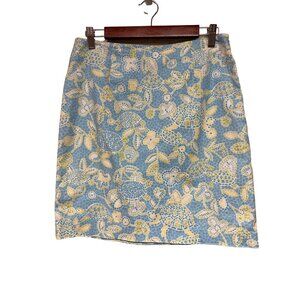 Talbots Sea Turtle Blue Green Mosaic Straight Skirt Women's Size 12 12P